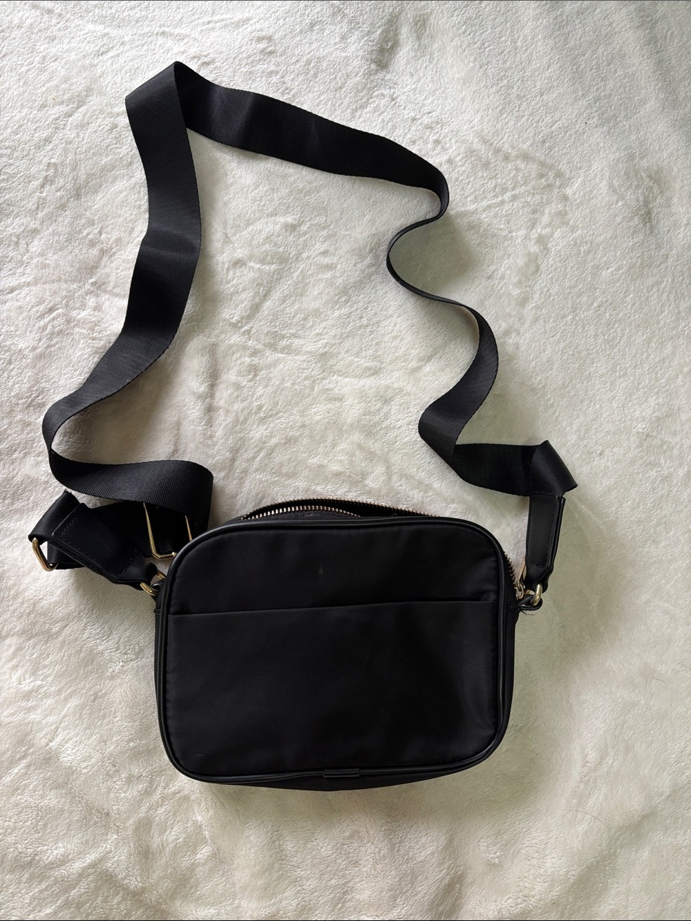 Black Crossbody Camera Bag - Minimal Nylon Shoulder Bag